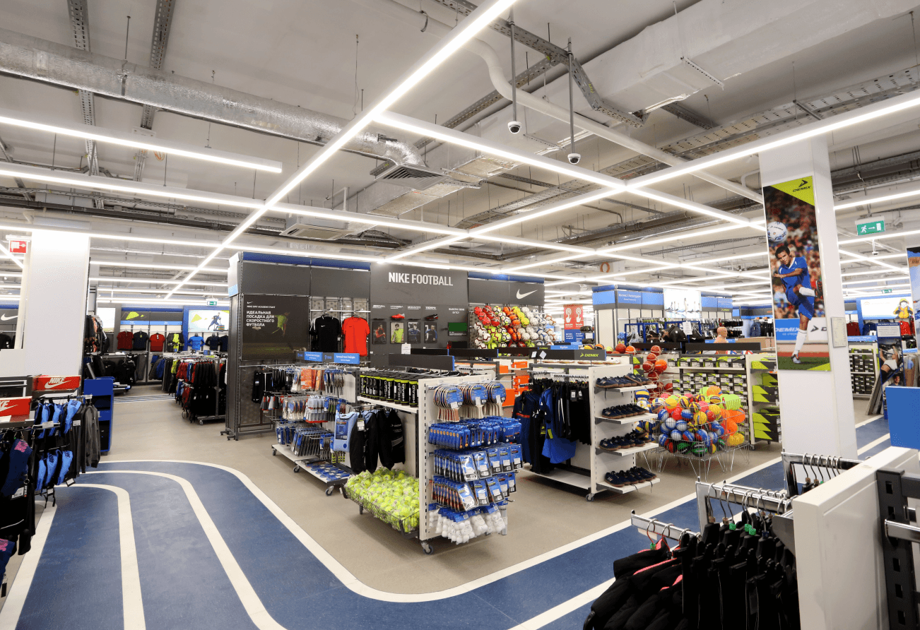 Sportmaster sporting goods store, MARi shopping center - проектирование освещения от компании Световые Технологии